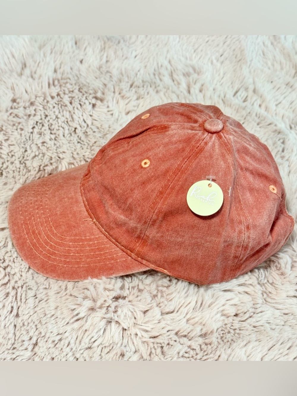 Riah Fashion Distressed Coral Baseball Cap NWT Trendy Dad Hat